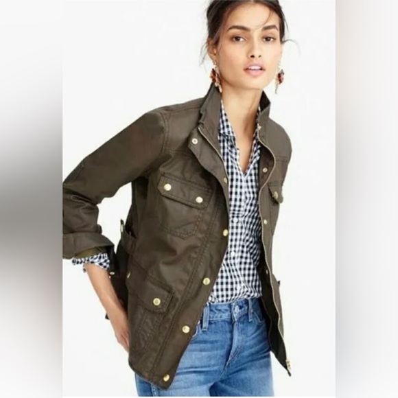 J Crew olive green relaxed boyfriend jacket with adjustable waist. - Picture 4 of 4